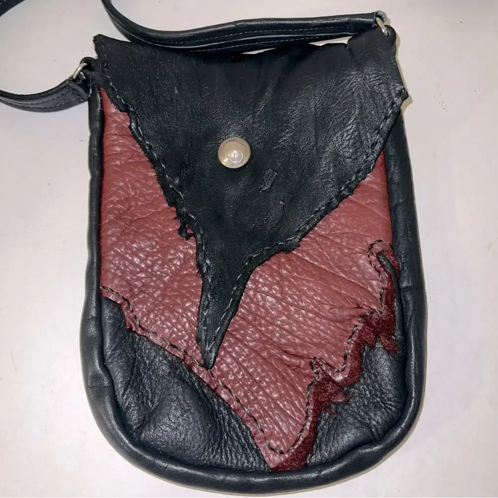 HANDMADE butter soft leather Black and Brown Leather crossbody